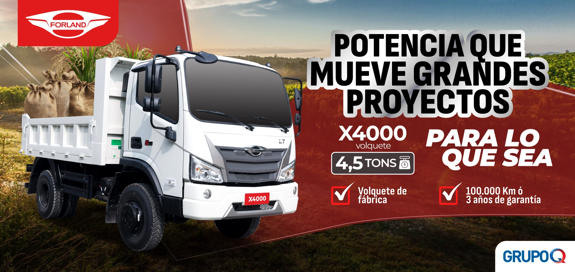 Forland X4000 VOLQUETE Costa Rica - Para lo que sea - Volquete incluida de fábrica - Tracción 4x4 - Garantía 5 años o 150000 km - Grupo Q